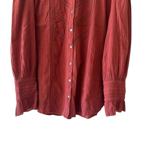 Sundance Long Sleeve Button Up Louisa Peasant Blouse Pleaded Shirt SZ XL #2522 - Picture 5 of 15